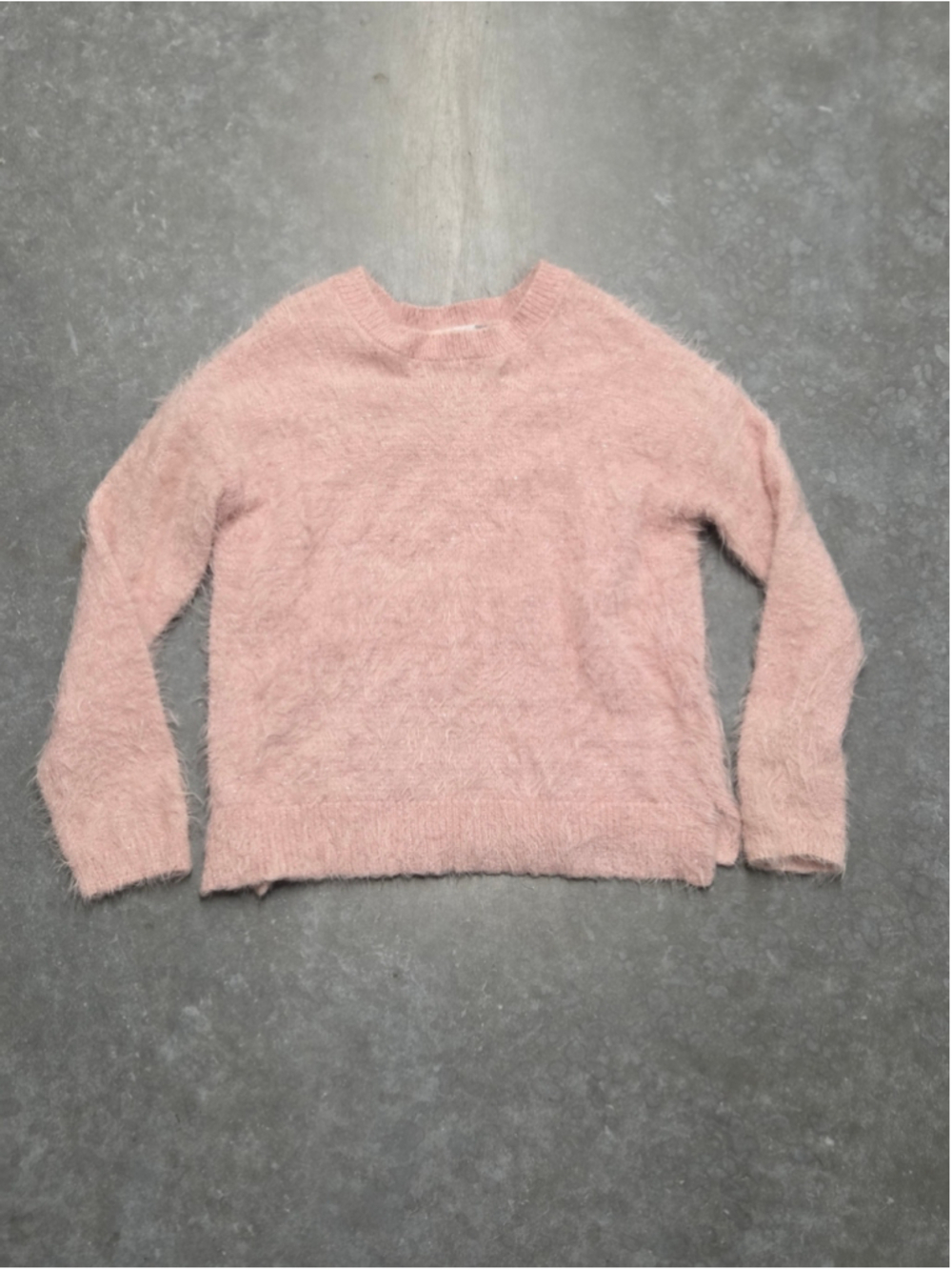 Place Girls' Fuzzy Crewneck Sweater - Light Pink Size 7/8